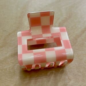 Pink & White Checkered Hair Clip